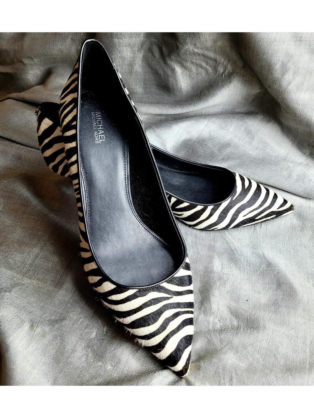 New Michael Kors Zebra Print Fur Heels Womens Size 10 M